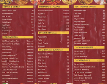 Kuttanad Restaurant menu 