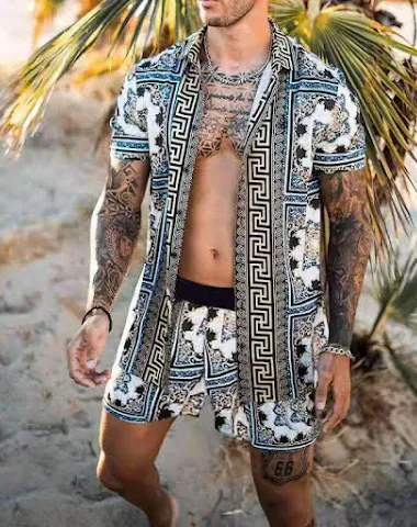 Beach Style Loose Shirt Hawaiian Pr - 2