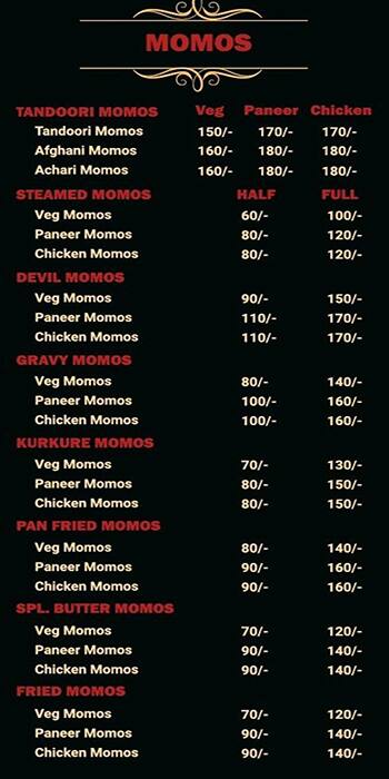 The Momo Co. menu 