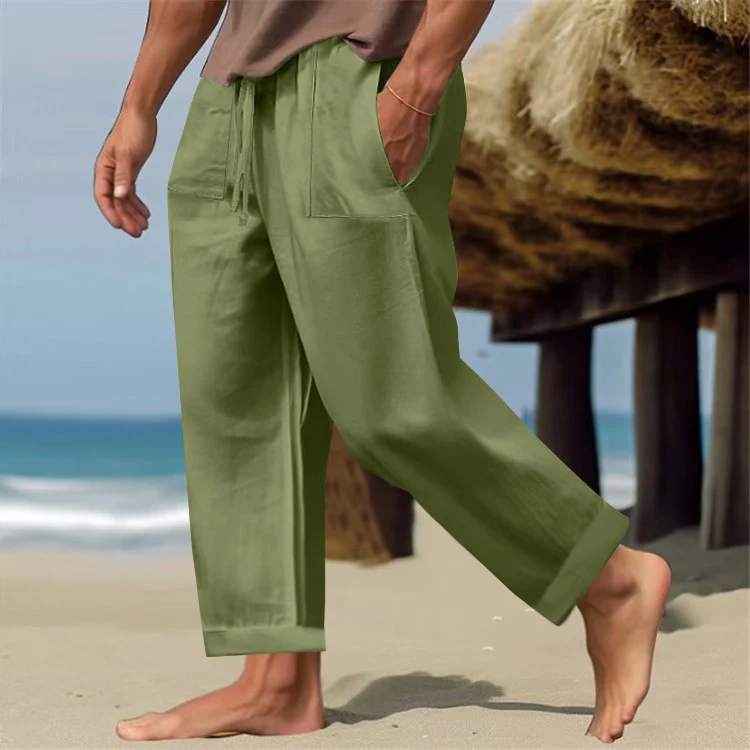 Men's Linen Pure Color Comfort Breathable Casual Pants for Everyday Wear. Lightweight and breathable, perfect for warm w