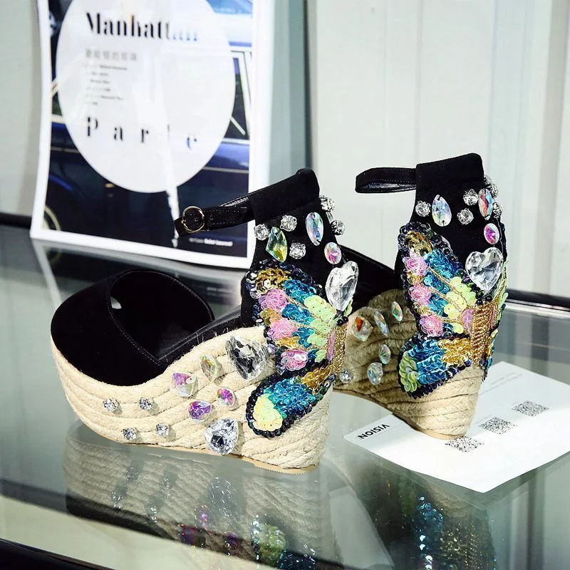 Title 2, Dames sleehak sandalen met strass, zomerse high...