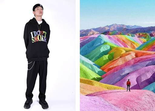 Title 4, Rainbow three-dimensional foam hooded sweater