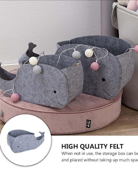 Storage Basket Bin Felt Foldable Whale Fabric Organizer B... - 2