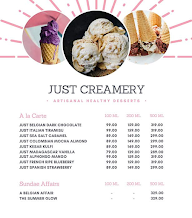 Just Creamery - Healthy Ice Cream menu 1