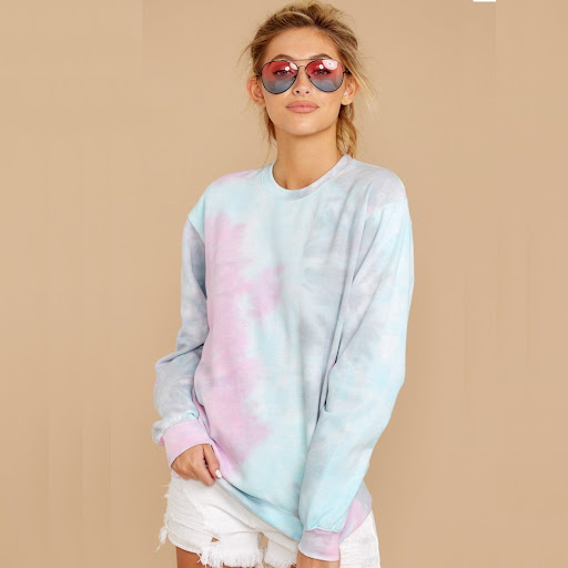 Title 3, Tie-dye round neck long-sleeved all-match sweater