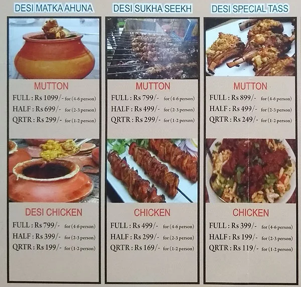 The Delicious Desi Darbar menu 