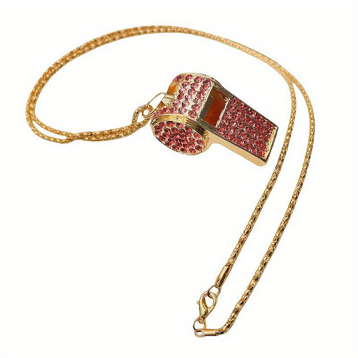 Title 4, Exquisite Diamond Studded Referee Whistle Keych...
