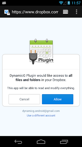 Screenshot DynamicG Dropbox Plugin