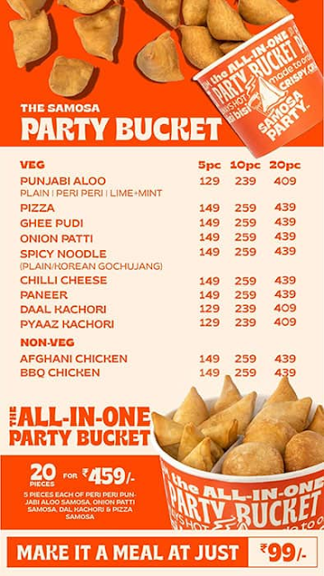 Samosa Party menu 