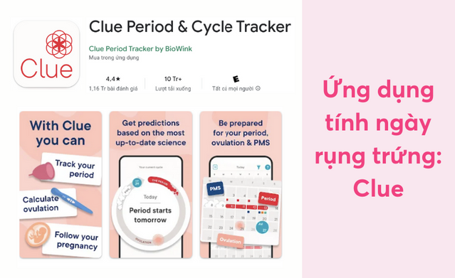App theo dõi chu kỳ kinh nguyệt free Clue
