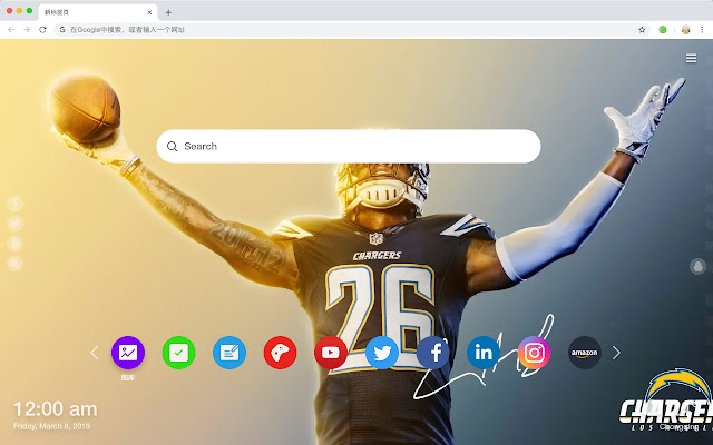 LA Chargers Top Rugby New Tab Page HD Themes