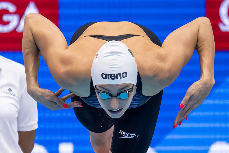 SA's Tatjana Schoenmaker starts her women's 100m breaststroke semifinal at the World Aquatics Championships at Marine Messe Fukuoka Hall A in Fukuoka, Japan, on Monday. Picture: Anton Geyser/Gallo Images