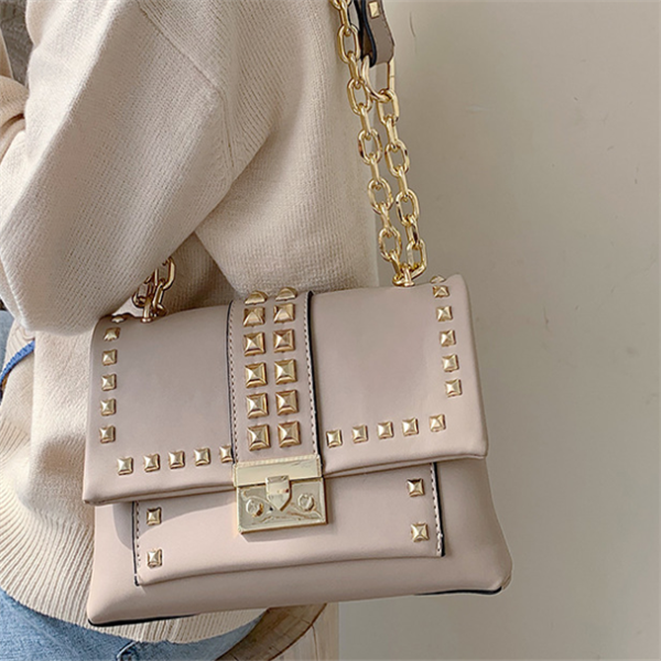 Chain stud shoulder bag