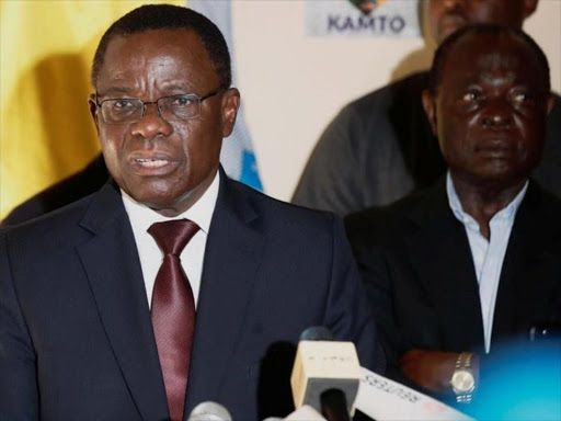 Maurice Kamto, a presidential candidate of Renaissance Movement (MRC), speaks during his news conference at his headquarter in Yaounde, Cameroon October 8, 2018. /REUTERS