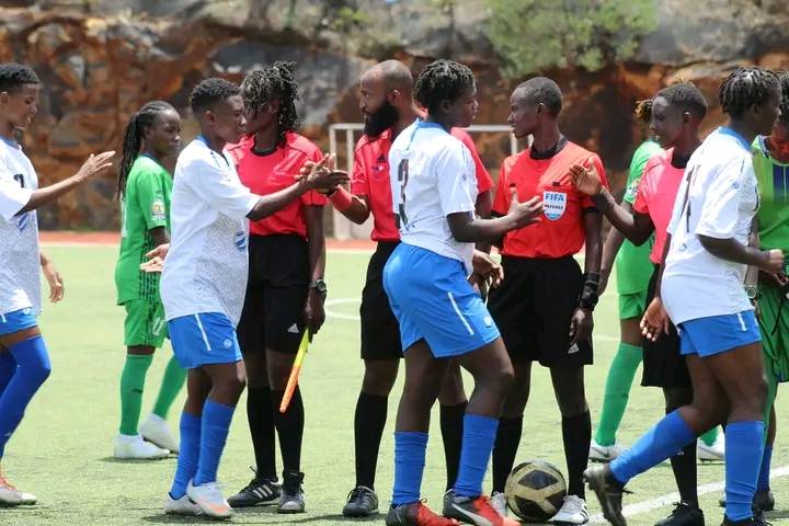 Zetech and Vihiga Queens players at Gems Cambridge during a past WPL match