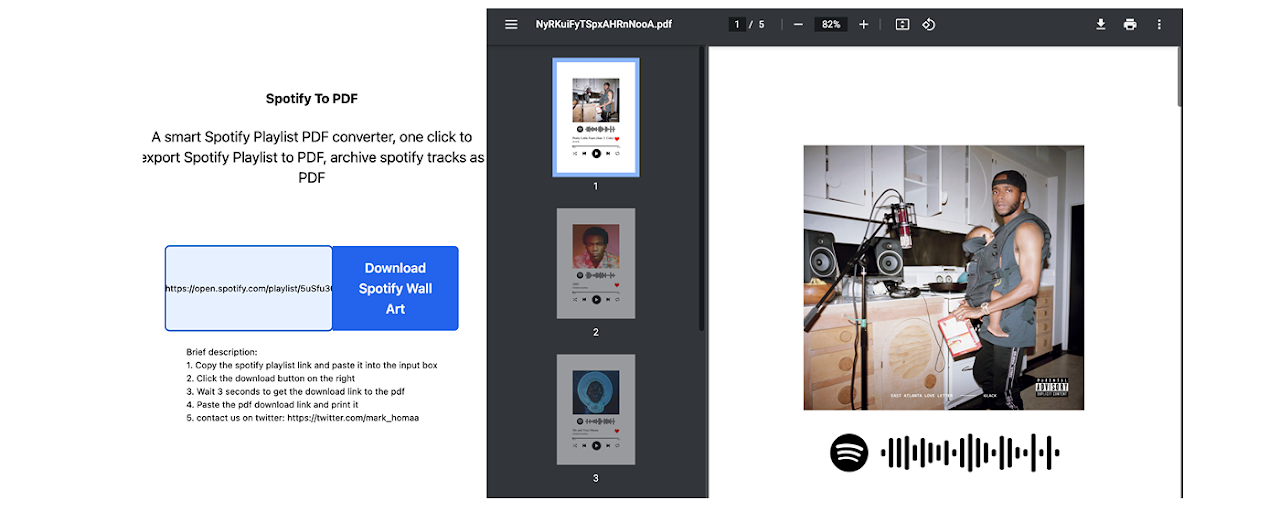 Spotify2PDF-Save Spotify Playlist to PDF File Preview image 1