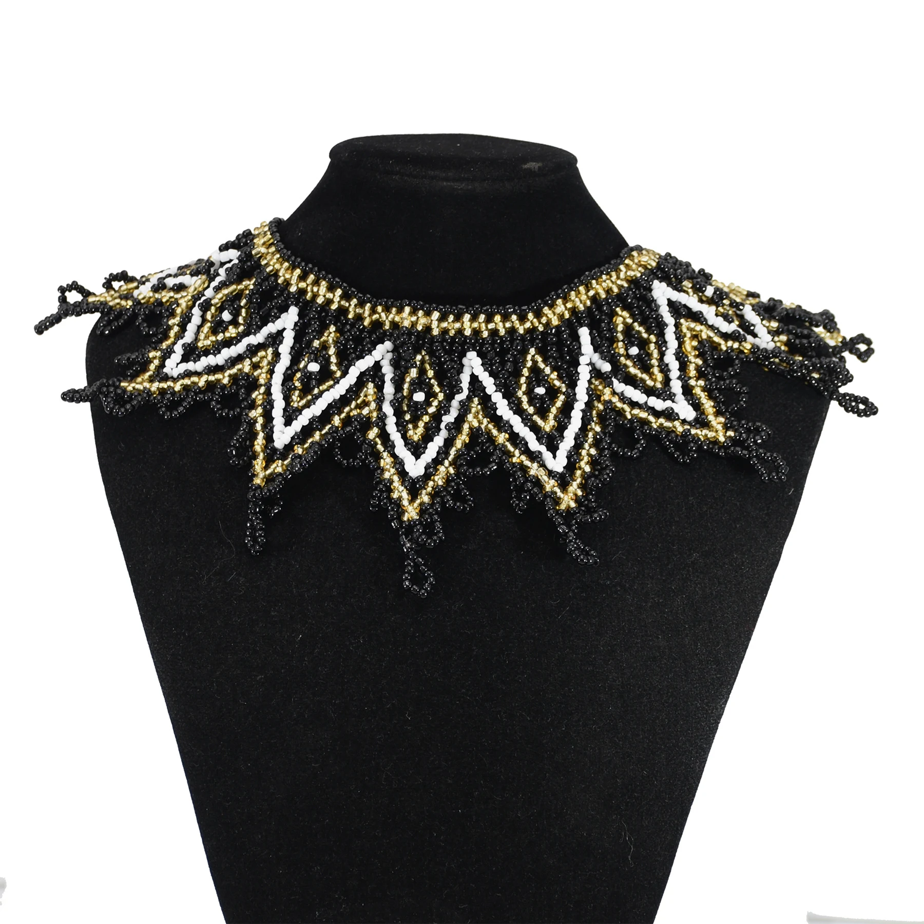 Title 9, Collier artisanal en perles de riz, longues pam...