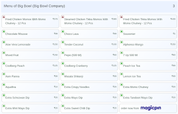 Big Bowl (Big Bowl Company) menu 