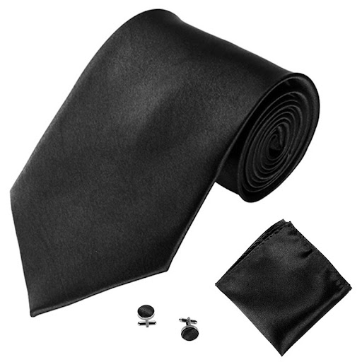 Title 4, Solid Monochrome Mens Tie Cufflinks Pocket Squ...