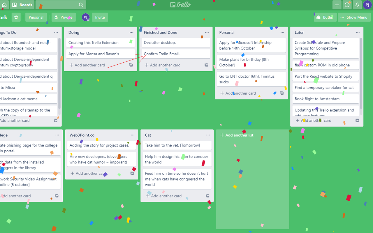 Trello Grid Layout and Confetti Extension Preview image 1