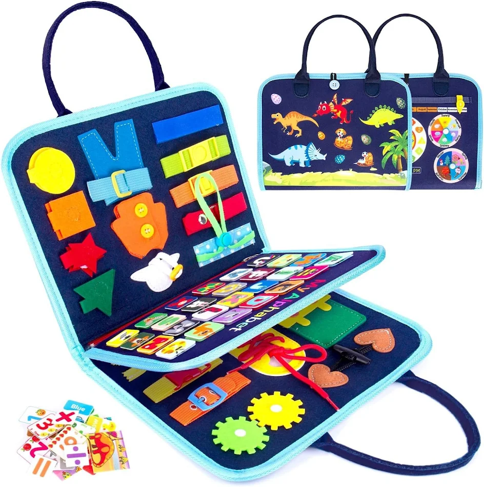 Tableau d'apprentissage avec boucles pour enfants Favorise la motricité fine Apprendre à s'habiller facilement Jouet éducatif pour l'autonomie