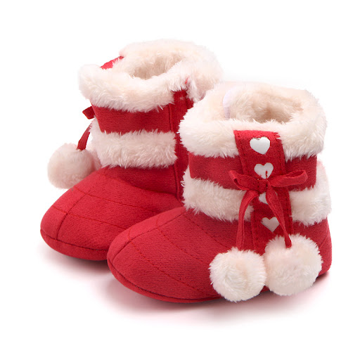 Title 7, Bowknot Christmas Boots Baby Toddler Shoes, sof...