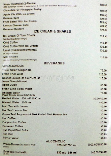 The Palace Cafe menu 