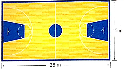 El perímetro de la cancha en metros y en centímetros es respectivamente, es