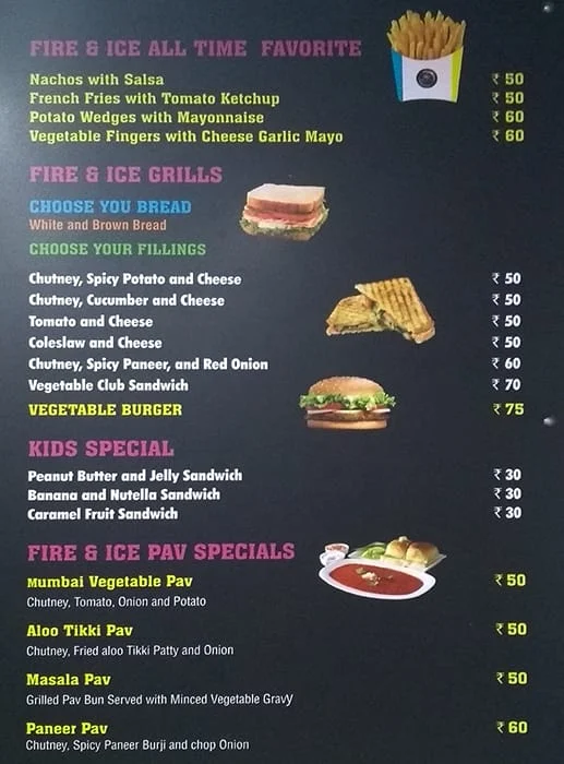 Fire And Ice menu 