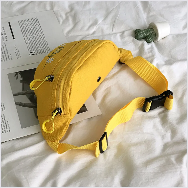 Bolsa de cintura de lona feminina, nova e moderna, bolsa de ombro casual, bolsa disco, estilo Harajuku japonês, bolsa transversal para estudantes.