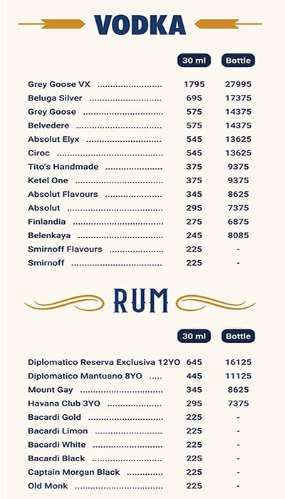 The Little Easy menu 