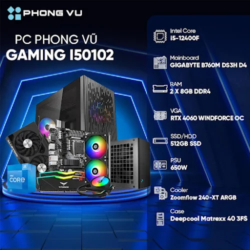 PC PV Gaming I50102 (Intel Core i5-12400F/2x8GB/512GB SSD/Nvidia GeForce RTX 4060/Free DOS)