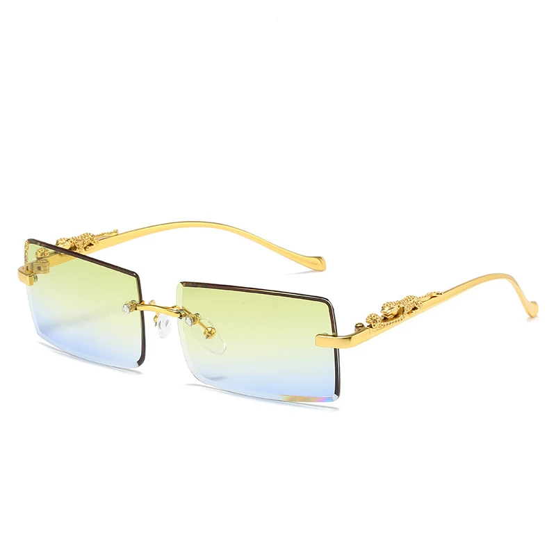 Lunettes de soleil carrées sans monture pour femmes avec bordure tendance. Protection oculaire élégante et confort maximal pour un look sophistiqué