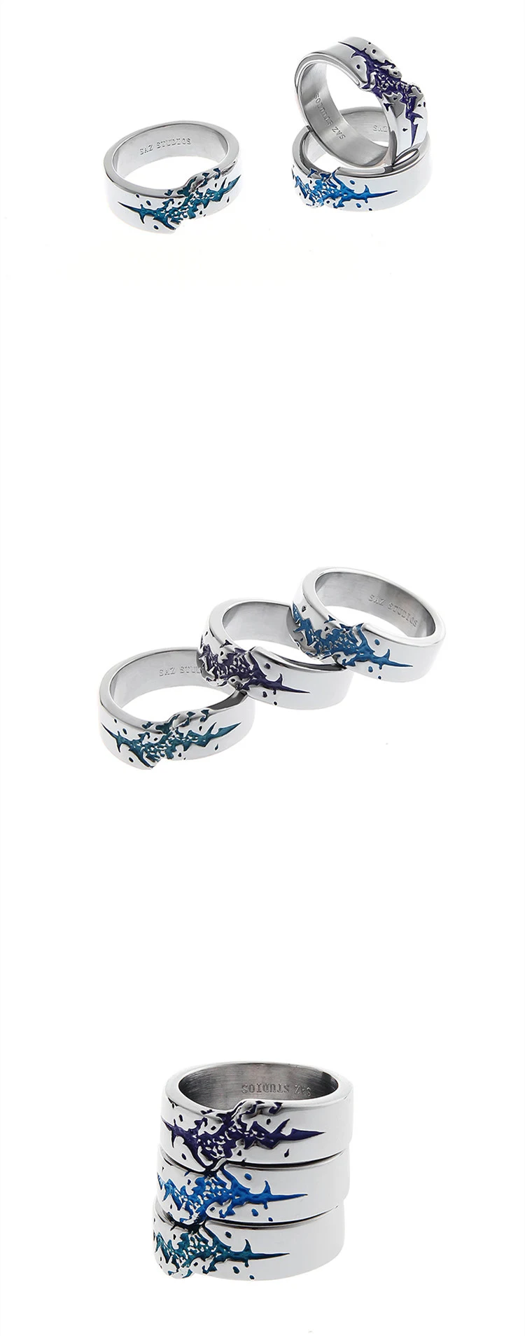 Title 5, Anillo de moda irregular colorido con textura, ...