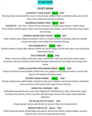 The Delhi Project menu 