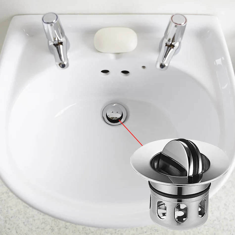 Explosion-proof Stainless Steel Thickened Flap Basket Drain for Ceramic Basins, Durable and Safe for Kitchen Use