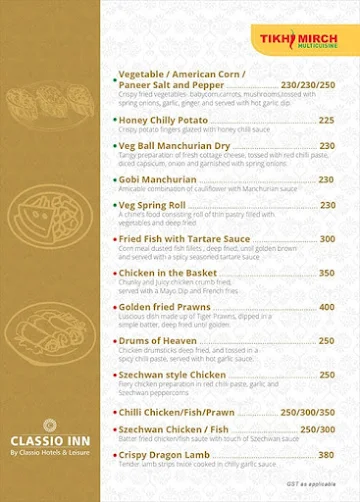 Tiffin Express menu 