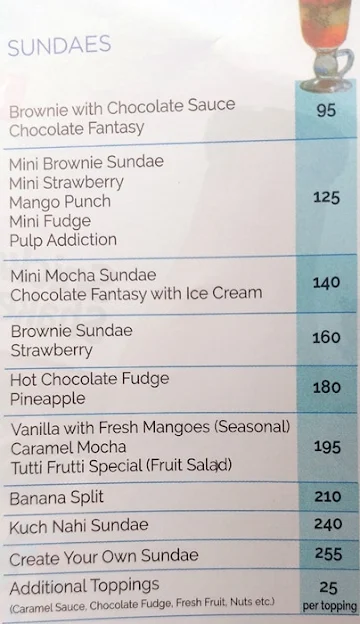 Giani's Ice Cream menu 