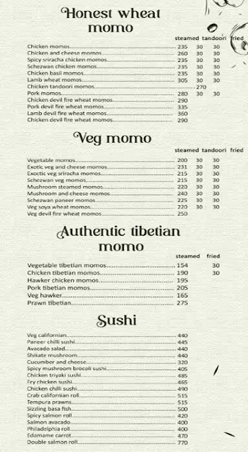 Dimsum Wu menu 