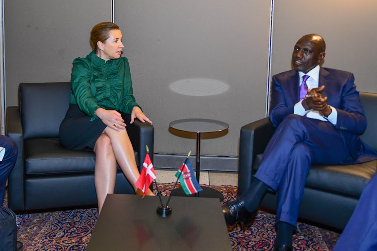 President William Ruto with Metter Frederiksen, Prime Minister of Denmark