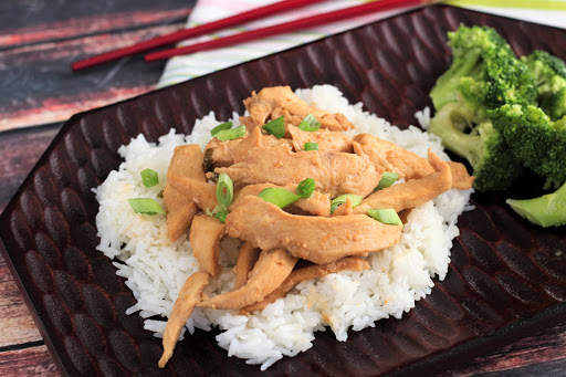 Chicken in Bulgogi Sauce over rice.