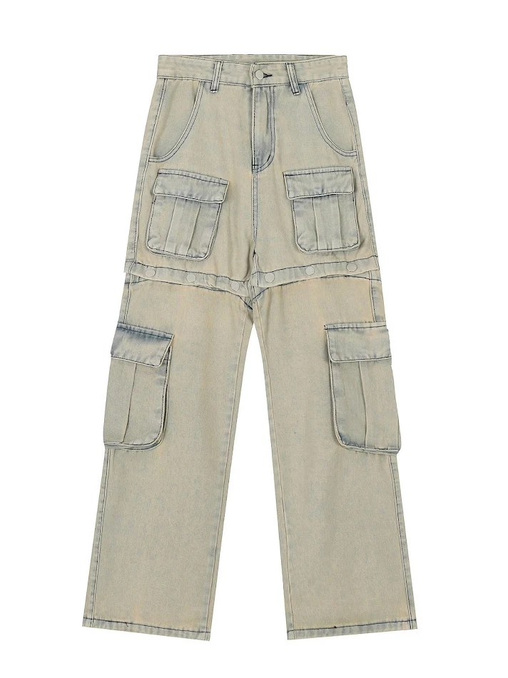 Jeans de trabajo americanos desmontables para hombre Comodidad y versatilidad con estos pantalones vaqueros de moda, perfectos para cualquier tarea.