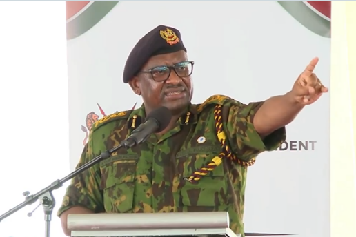 IG Japhet Koome speaks in Mombasa on Monday during the Coast Region Alcohol and Drug Abuse Conference, February 26, 2024.