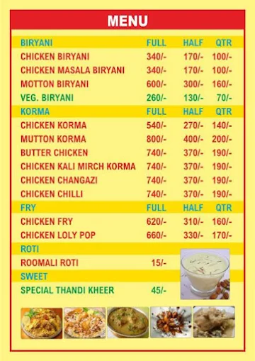 Muradabadi Shahi Biryani & Chicken Corner menu 