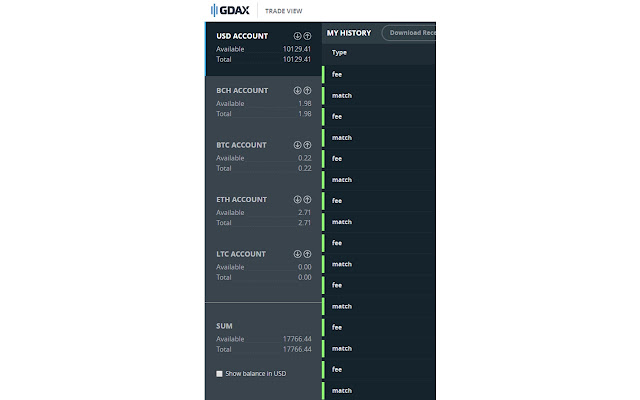 GDAX Account Helper