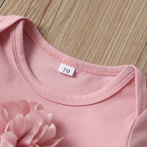 Title 8, Long-sleeved solid color floral baby jumpsuit, ...
