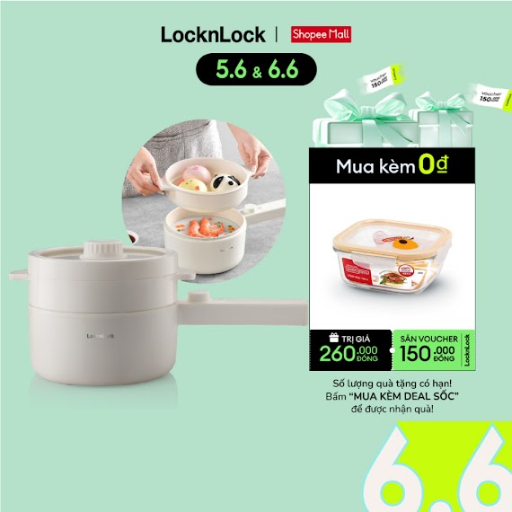 Nồi Điện Đa Năng Lock&Lock Electric Multi Pot 1.5L Màu Ngà Ejp436Ivy