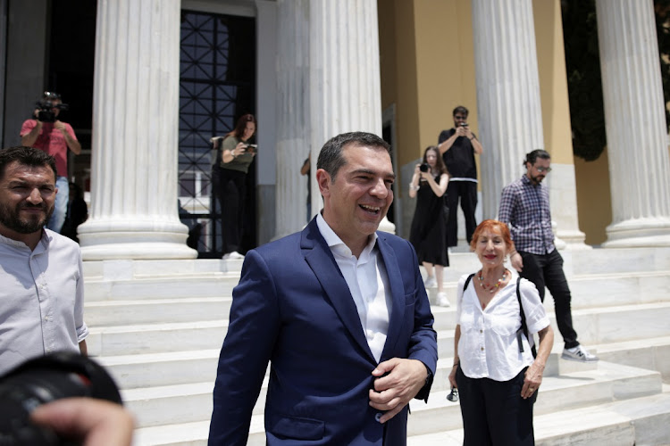 Syriza party leader Alexis Tsipras leaves after making a statement at the Zappeion Hall in Athens, Greece, June 29 2023. Picture: ALKIS KONSTANTINIDIS/REUTERS