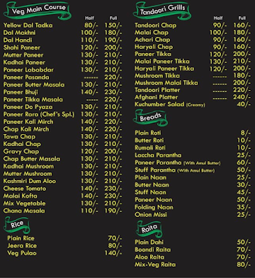 Shahi Kitchen menu 