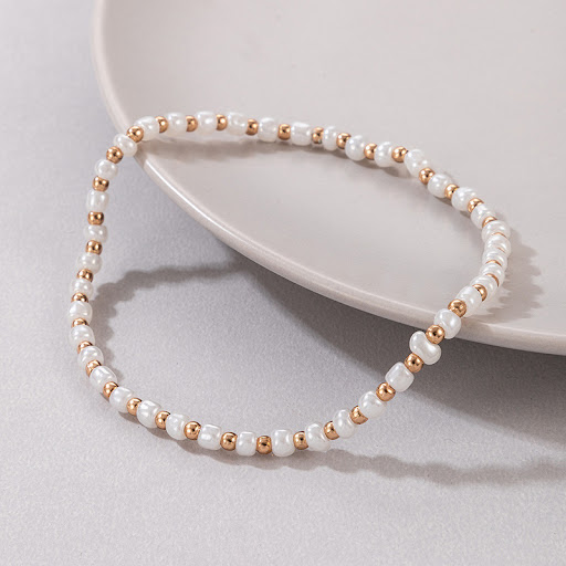Title 6, Single Alloy Round Bead Anklet A String of Bead...
